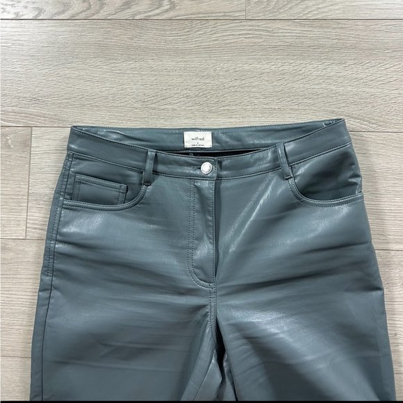 Aritzia Wilfred Melina Marbled Grey Faux Leather Crop Pants - Picture 5 of 15